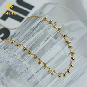 Acero不可氧化的Joyeria精致时尚女性波西米亚菱形18k pvd镀金珠链项链