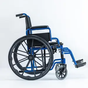 24 인치 뒷바퀴 스틸 접이식 전송 silla de ruedas 수동 수동 휠체어