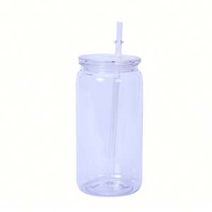 AGH Nouvelle arrivée Canette en verre transparent givré de 16oz avec couvercle coloré - Product Image 5