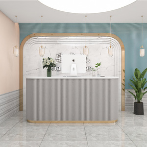 Qtz106 Tùy Chỉnh Bàn Trước Bàn Văn Phòng Nail Salon Quầy Tiếp Tân Nhỏ Màu Hồng Trắng Bàn Tiếp Tân Hiện Đại Bàn Tiếp Tân - Product Image 6