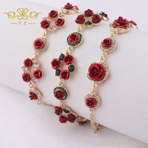 Pulsera de la <span class=keywords><strong>Amistad</strong></span> Love Tennis para mujer, brazalete ajustable 3D de color rosa roja, oro de 14 quilates, 14k, promoción de regalo del Día de San Valentín - Product Image 2