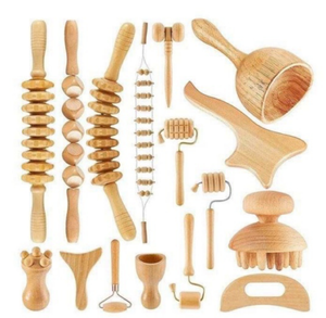 Herramienta de Masaje de Terapia de Madera, Herramienta de Mano para Esculpir Cuerpo, Drenaje Linfático, Anticelulitis, Alivio del Dolor Muscular, 16 Unidades - Product Image 1