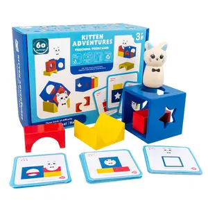 Детский деревянный кошачий Кот Интеллектуальный вызов Волшебная коробка игра Монтессори развивающие интеллектуальные Логические игрушки для детей