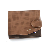 Dompet kulit pria ramping, dompet pendek bisnis warna coklat klasik, dompet kulit PU sebagai hadiah