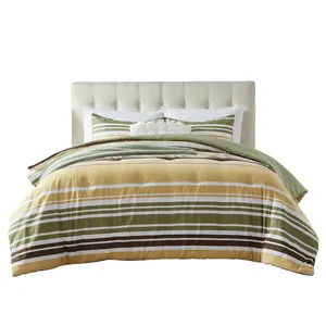 เตียงสีเหลืองปุยนุ่มเตียงสีเขียวปุยหนาหรูหราชุดผ้านวมคลุมเตียงขนาดควีนไซส์คิงชุดหรูหรา