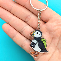 Porte-clés en acrylique personnalisé avec impression holographique de charme anime en forme de cœur