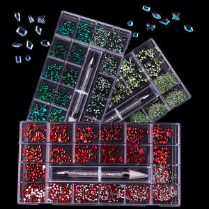 21 grille/boîte multi forme verre cristal pierre <span class=keywords><strong>d</strong></span>écoration strass bijoux ongles breloques fantaisie strass ensemble Kit - Product Image 1