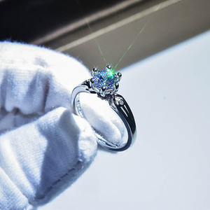 Moissanite Ring D Color One Carat Six Prong Heart Shape Wedding Unisex Jewelry - Product Image 4