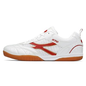 Zapatillas de tenis de mesa unisex blancas y rojas de malla, deportivas, con cordones, suela de goma antideslizante, transpirables, para uso en interiores de verano. - Product Image 2