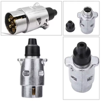 Fiche en alliage d'aluminium durable à 7 broches pour remorquage de remorques de camions Connecteur électrique 12V Prise EU Fiches étanches Adaptateur de prise de protection