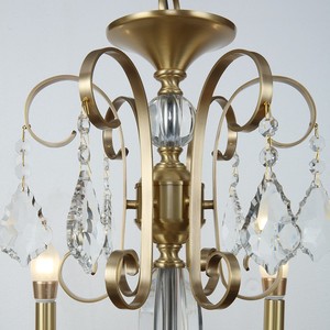 6 bulbs French Brass Candle Crystal Chandelier American Retro Bedroom Lamp Antique-style <b>Dining</b> Room Villa <b>Lighting</b> Fixtures - Product Image 3
