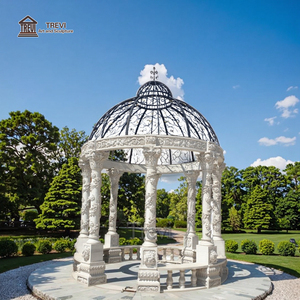 TREVI Luxueux Jardin Extérieur Décoration Fleur Motif Gravure Blanc Marbre Gazebo pour Château Scène de Mariage à Vendre - Product Image 3