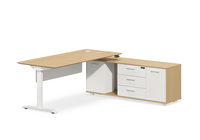 Bureau de travail électrique réglable en hauteur avec écran de séparation et armoire de rangement latérale