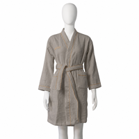 Robe de chambre grise pour couple, très absorbante, lavable en machine, pour la douche et la maison, avec ceinture, pour toutes les saisons