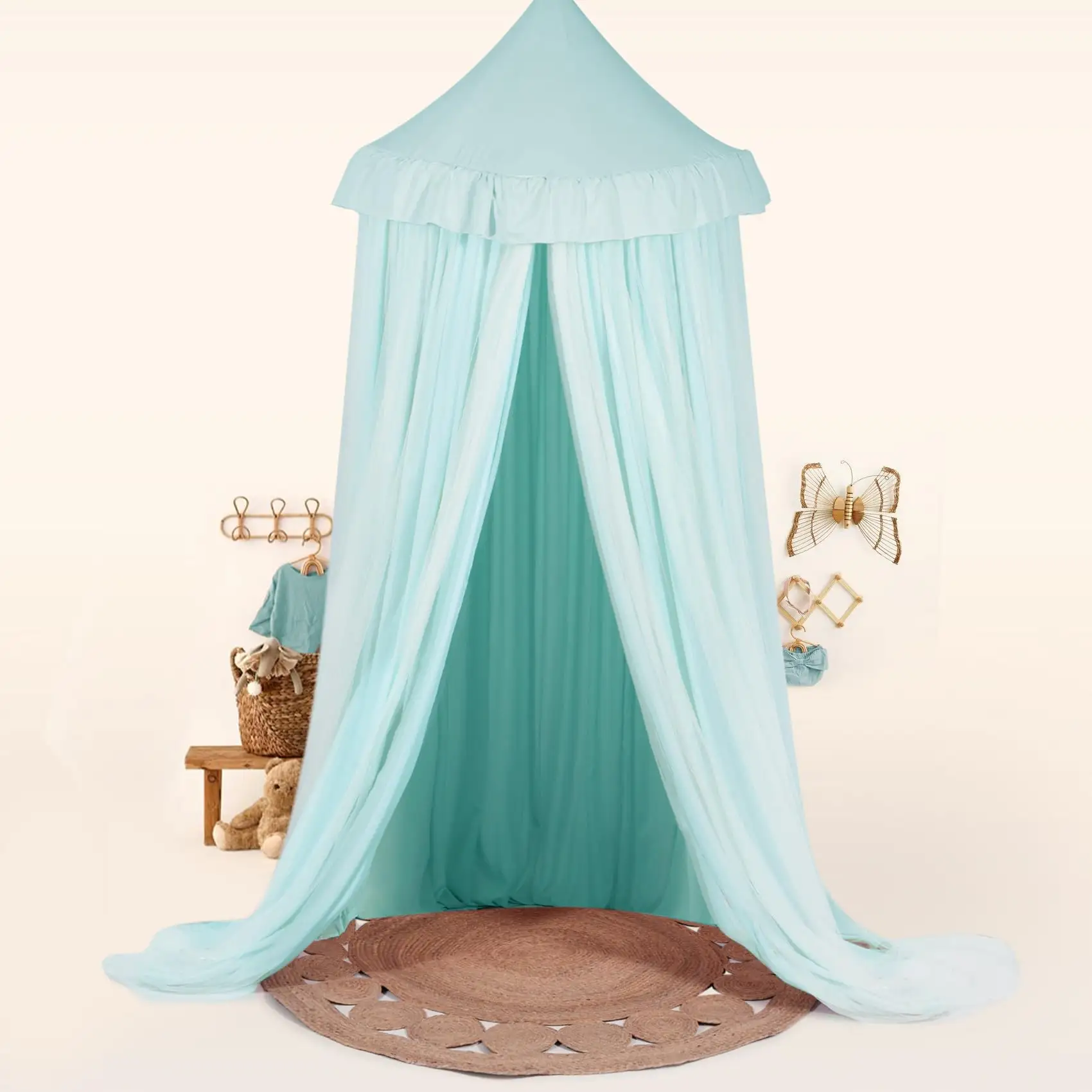 سرير أطفال أزرق الأعلى مبيعاً مظلة خيمة للعب سرير محمول شبكي للأطفال