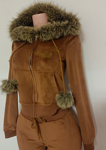 Chándal de terciopelo para <span class=keywords><strong>mujer</strong></span>, LOGO personalizado, terciopelo a rayas laterales, <span class=keywords><strong>chaqueta</strong></span> con cremallera para <span class=keywords><strong>mujer</strong></span> y pantalones para correr, trajes de correr de dos piezas para <span class=keywords><strong>mujer</strong></span> - Product Image 4