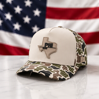 Topi Baseball 5 Panel Laser Camo Logo Kustom Berkualitas Tinggi dengan Patch Bordir 3D Snapback untuk Golf, Memancing, dan Berburu di Luar Ruangan