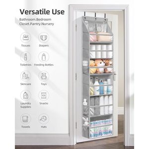 Storage Maniac Over The Door Organizer 6 Shelf Hanging Storage With 14 Mesh Pockets Grey Closet Rack For Neatening And Storage - Product Image 6