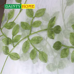 Delicado bordado verde gasa cortina transparente para ventanas telón de fondo cortina transparente - Product Image 1