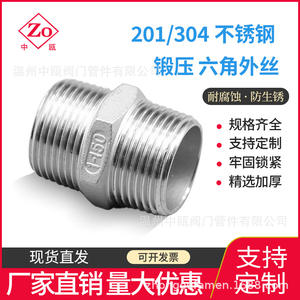 Raccords hexagonaux forgés en acier inoxydable 201/304, tuyaux de plomberie filetés doublement filetés avec filetage interne - Product Image 3