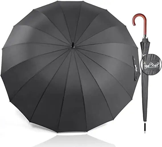 クラシックハンドル速乾性ストロング16リブトラベルレインビッグゴルフ傘用防風大型傘
