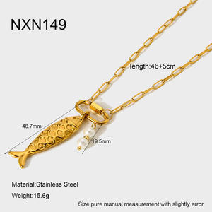 Collana con ciondolo per pesci di perle 2025 alla moda collana a catena con serpente collana in acciaio inossidabile placcato oro 18K gioielli impermeabili - Product Image 6