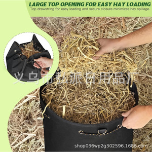 Bolsa para Heno para Caballos, 70x40 cm, Tela Oxford Negra, Ecológica, con Diseño Perforado - Product Image 5