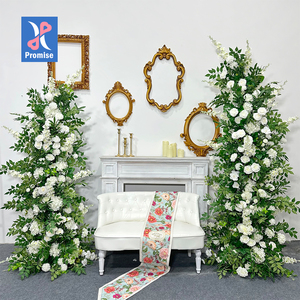 Promesa nueva boda flor arco artificial blanco rosa y verde flor arco telón de fondo - Product Image 1