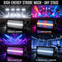 Projecteur stroboscopique LED RGB 96+32, 90 segments, mappage de pixels, DMX512 sans fil, RDM, éclairage de scène, blinder, wash, 9000K, pour concerts et clubs