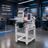 Machine à broder informatisée à tête unique REVHON, 12/15 aiguilles pour broderie de casquettes, avec une surface de 600 x 400 mm