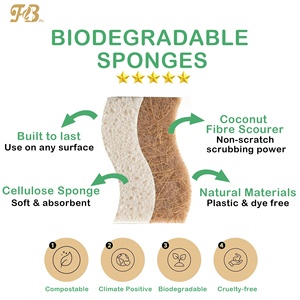 Phân Hủy Sinh Học Tự Nhiên Nhà Bếp Miếng Bọt Biển Ủ Cellulose Và Dừa Óc Chó Chà Sàn Miếng Bọt Biển Sinh Thái Thân Thiện Với Miếng Bọt Biển - Product Image 4