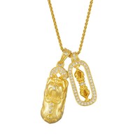 Collier pendentif Pixiu Vajra de style chinois pour femmes, en laiton plaqué or, avec breloque en filigrane, vente en gros, personnalisable