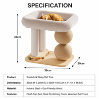 Arbre à chat multi-niveaux avec lit moelleux, poteaux à gratter en sisal et balles, condo en bois pour chat avec circuit de jeu pour chats