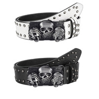Ceinture pour homme personnalisée avec clous, boucle crâne et geste de main, style Punk Gothique, sangle à rivets, accessoire de taille rétro rock pour tenues en jean