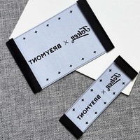 Étiquette tissée personnalisée en polyester haute densité, étiquette de col de vêtement avec logo de marque, étiquette tissée personnalisée pour vêtements