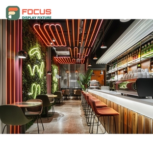 Integrated Coffee Service Counter Register <b>Shelf</b> Barista Work Zone <b>Walnut</b> Cafe Counter Display - Product Image 3