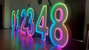 2ft 3ft 4ft 0-9 A-Z מספר אותיות led גדול אור עיצוב חינם אקריליק אור למעלה RGB ניאון מספר שלט למסיבה