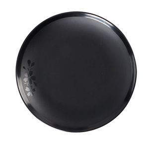 A5 <b>melamine</b> restaurant tableware <b>plates</b>, black imitation porcelain plastic <b>plates</b>, round creative fast food <b>plates</b>, hot pot - Product Image 1