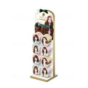 Custom Wooden <b>Display</b> Rack Floor Stand with <b>Hooks</b> Hair Care Hanging Products <b>Display</b> for Hair Sheet Mask Salon Retail - Product Image 6