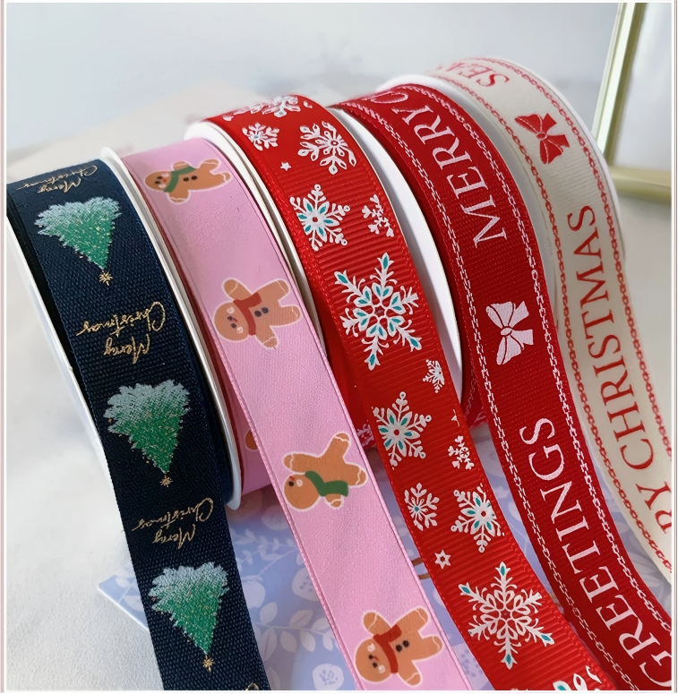 2025 Christmas Fashion Gift Wrapping Satin Glitter Sparkling Ribbon Bouquet DIY Handmade Decorative Woven Ribbon Custom Ribbons