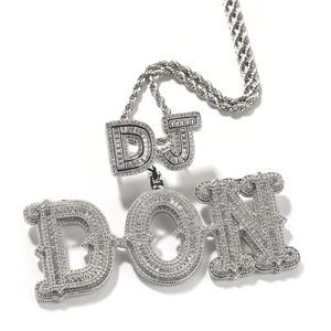 Hip Hop personnalisé nom cubique Zircon couronne goutte à goutte lettres à bulles glacées chaîne pendentifs et colliers pour hommes bijoux chaîne de Tennis cubaine - Product Image 3