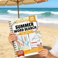 Bloc de Notas con Rompecabezas de Palabras de Verano para Adultos, 600 Palabras, Impresión Grande, Regalo para Aliviar el Estrés