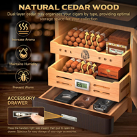 Boîte à cigares en bois sur mesure avec hygromètre numérique, 15 x 15, 2 humidificateurs, boîte à cigares en bois haut de gamme sur mesure