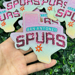Parche de Lentejuelas de 3 Pulgadas con el Escudo del Estado de Texas, Colores de la Fiesta de los San <span class=keywords><strong>Antonio</strong></span> Spurs, Parches Bordados Termoadhesivos para Gorras y Sombreros, DIY - Product Image 3