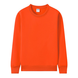 Fleece Lined Crew Neck Sweatshirt Orange Workwear Custom Logo Printing Enterprise Factory Uniforms - Product Image 1