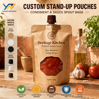 Pochette souple à bec verseur imprimée sur mesure, haute barrière oxygène, pour sauce tomate, recharge pour restaurants, directement de l'usine