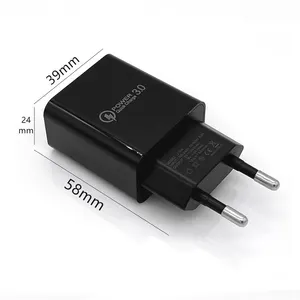 Hot selling Travel adapter QC 3.0 charger 18W fast charger 5V2A 5V3A 9V2A 12V1.5A auto recognition charging