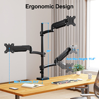 Support de moniteur triple de 32 pouces Support d'ordinateur à 3 bras pour support de moniteur
