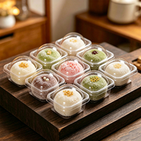 Boîte à mochi individuelle, conteneur Daifuku, emballage Qingtuan en gros, boîte en plastique transparente pour les sucreries asiatiques