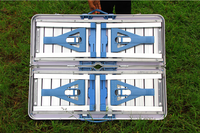 Table de pique-nique pliante moderne en aluminium avec trou pour parasol et 4 sièges pour le camping et les voyages en plein air
